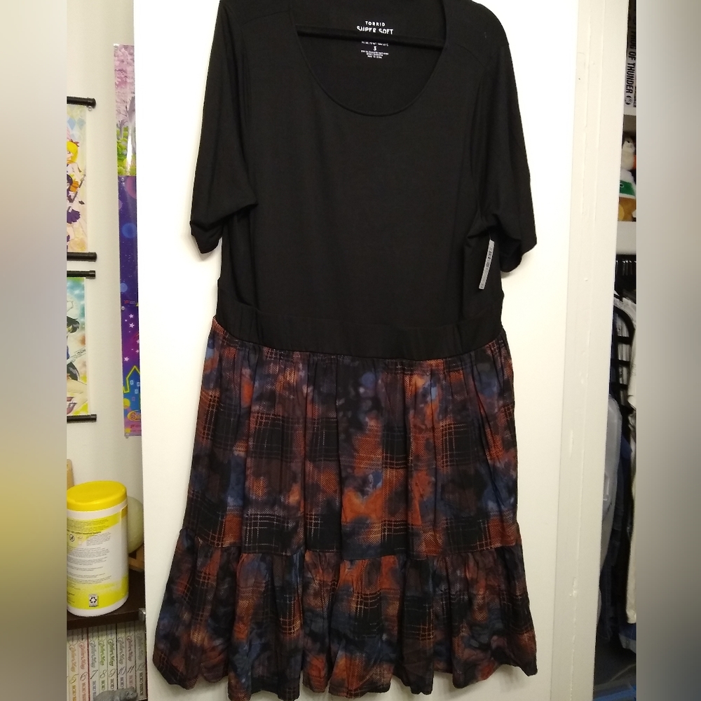 Torrid Size 3 Plaid Dress Watercolored
